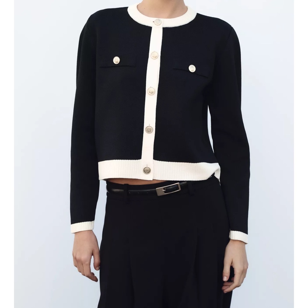Black and White Cardigan Sweater from Zara
